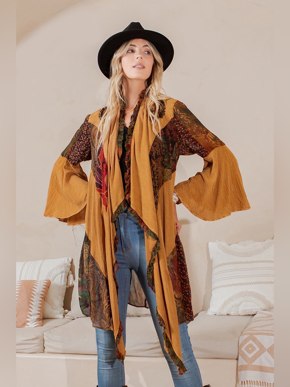 NWT Young Threads Boho Rustic Patchwork Shrug